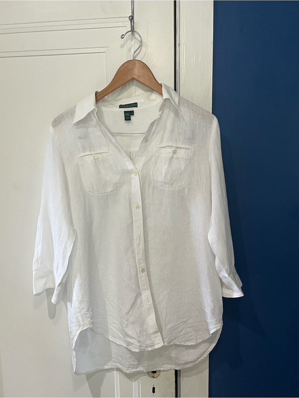 Ralph Lauren White Linen Button-Up blouse